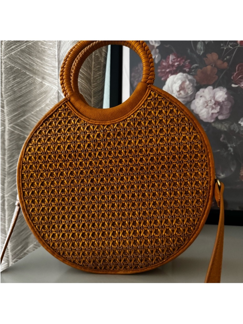 Anthropologie Woven Round Tote Bag - Brown - Picture 2 of 6